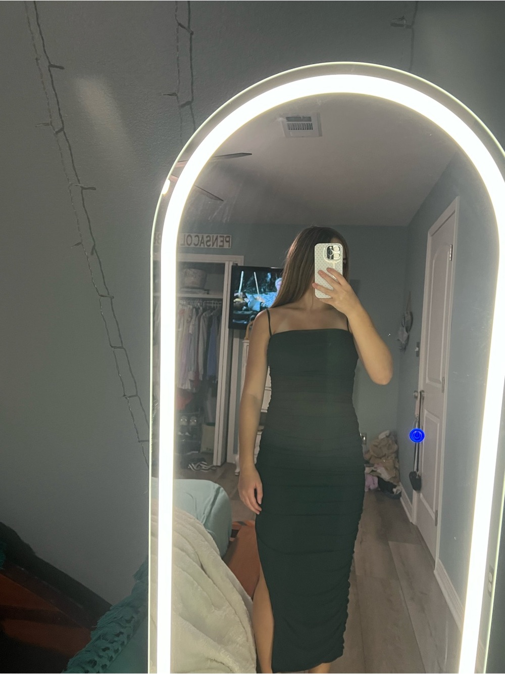 Express Black Square-Neck Midi Bodycon Dress